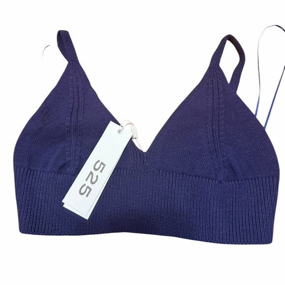525 America Tops - 525 America NWT Women's Indigo Cotton Sweater Bralette Top size L